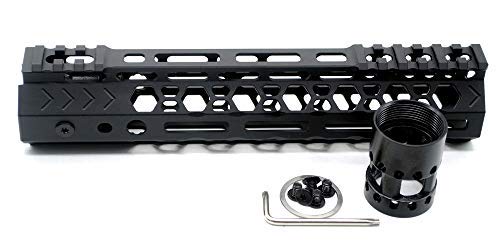 Trirock NSR style Black 9 inches M free float AR15 handguard m beveled edge fits .223/5.56 rifles with steel barrel nut