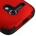 Moto G Case (1st Gen & 1st Gen with 4G LTE), Rock Me Wireless (TM) 3 items Bundle - Screen Protector, 24K Gold Plating Electromagnetic Waves Blocking Sticker and Triple Layers Protective Case for Motorola Moto G 1st Generation. (Red / Black)