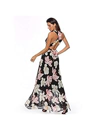 Rostiumise Vestidos largos cruzados convertibles para mujer con cuello en V Vestido largo estampado floral