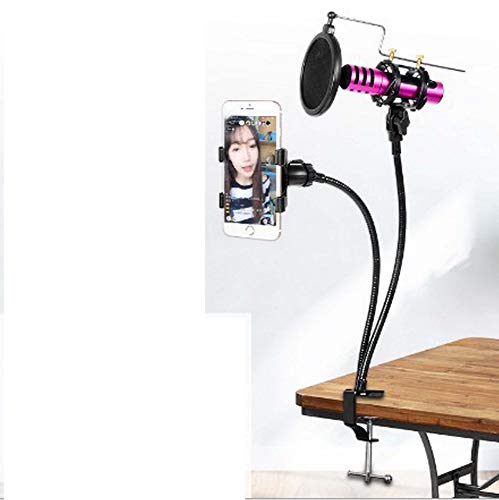LU2000 Smartphone Holder Bracket, Universal Mobile Phone Clip Stand Bracket, Rotating Mounts with Professional Sound Chipset for PC Karaoke, YouTube, Gaming Recording