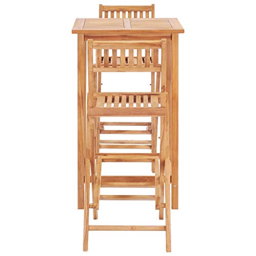 Tidyard Teakholz Bargarnitur Set 3-teiliges Bar-Set Gartenmöbel Bar + 2 Barhocker Stehtisch Strandbar Massiv – Bild 5