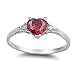 Sterling Silver Simulated Ruby Heart Ring Love Rhodium Finish Band Solid 925 Size 3