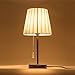 Lanros Nylon Shade Small Table Lamp with Crystal Pull Chain Switch and Metal Lamp Base, Simple Style Night Stand Lamps and Modern Bedside Light for Girls Bedrooms,Living Room, Hotel