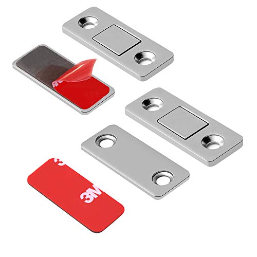 Mousike Magnetic Door Catch Ultra Thin Cabinet Magnets Stainless Steel Drawer Magnet Catch for Sliding Door Closure Kitchen Cabinet Cupboard Closet Closer (8 Pack)
