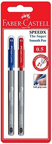 Faber-Castell SpeedX The Super Smooth Pen 0.5mm, (Blue, Red, Sealed in Blister Card)