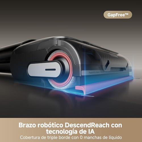 H15 Pro Aspirador en seco y Húmedo con Brazo Robótico GapFree AI DescendReach, Cobertura de Triple Borde, 21.000 Pa, Lavado de Cepillo a 100 °C, Secado a 90 °C en 5 min, Alcance Plano de 180°