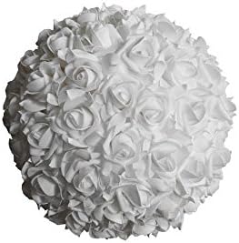 Craft And Party Kissing Flower Soft Foam Ball For Wedding Centerpiece (10" White)