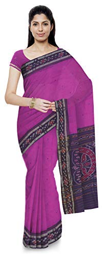 ODISHA HANDLOOM Womens Ikat Cotton Saree (o 46_Pink)