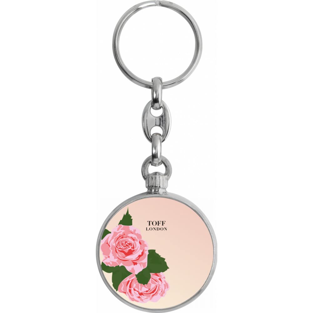 Toff London Pink Rose Flower Keyring