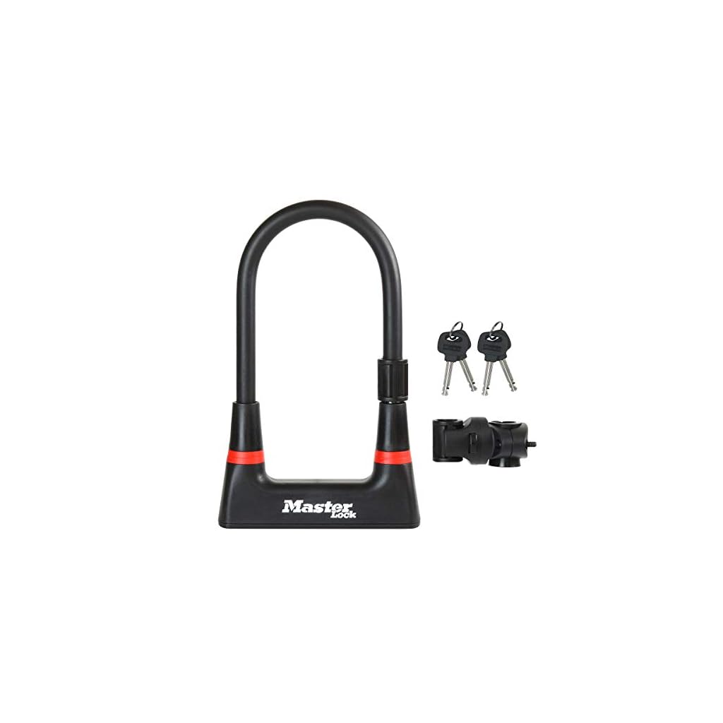 Master Lock Heavy Duty Bike D Lock [Key] [Universal Mounting Bracket] [Certified Bike Lock