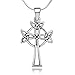 925 Sterling Silver Trinity Triquetra Celtic Knots Symbol Cross Unisex Pendant Necklace, 18 inches