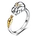 Godyce Rabbit Ring Sterling Silver for Women Gold Zircon Cuff Adjustable Chinese Zodiac Jewelry