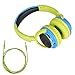 Contixo KB-300 Kid Safe Over The Ear Wireless Bluetooth LED Headphone w/Volume Limiter, Built-in Microphone, Micro SD, FM Stereo Radio (Green + Blue) - Best Gift