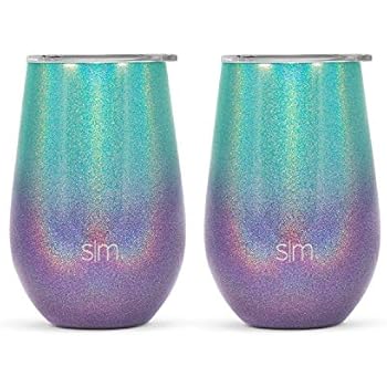 Simple Modern 12oz Spirit Wine Glasses 2 Pack Bundle - Stainless Steel Tumbler with Lids - Vacuum Insulated 18/8 Stainless Steel - Ombre: Aurora