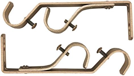 Gold Double Rod Mounting Bracket Pair, Curtain/Drape Rod Holder, Black, Gold
