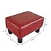 HOMCOM Ottoman Foot Rest, Small Foot Stool with Faux Leather Upholstery, Rectangular Ottoman Footrest with Padded Foam Seat and Plastic Legs, Red