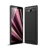 AVIDET Sony Xperia 10 Plus Case, Lightweight Slim Soft Carbon Fiber TPU Cover with Brushed Design Compatible for Sony Xperia 10 Plus (Black)