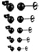 ORAZIO 5 Pairs 316L Stainless Steel Round Ball Stud Earrings Black Tone, Assorted Sizes 3-7mm