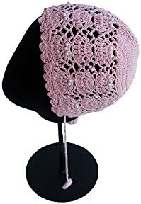JJNINE Ultra Soft Handmade Baby Pearl Bonnet Hat Light Pink