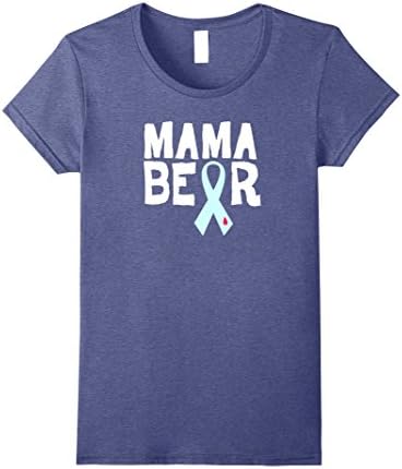 Womens Mama Bear of Type 1 Diabetic Tee Shirt for Her. Relaxed Fit. Medium Heather Blue