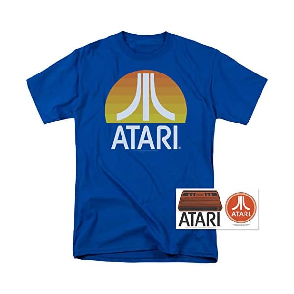 Popfunk Classic Atari Video Game Retro Logo Vintage Gaming Console T Shirt & Stickers - Image 3