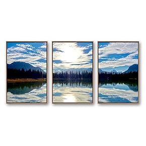 Framed Canvas Wall Art for Living Room, Bedroom Beautiful Nature Norway Landscape Canvas Prints for Modern Home Decoration Ready to Hang - 16"x24"x3 Panels