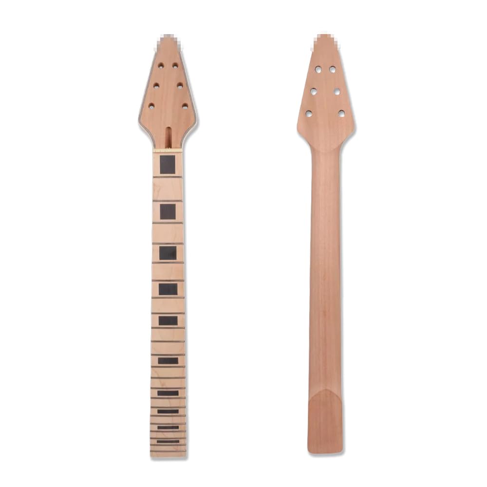 Yinfente Electric Guitar Neck Unfinished 22 fret For Electric Guitar Replacement Maple Mahogany Wood