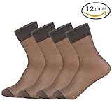 CHARHODEN 12 Pairs Women's Ankle High Soft Crystal Silky Socks (Gray)