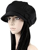 Ls Lady Octagonal Cap Beret Newsboy Cap Ray Limpets Winter Hat Womens' Cap (One Size, Black)