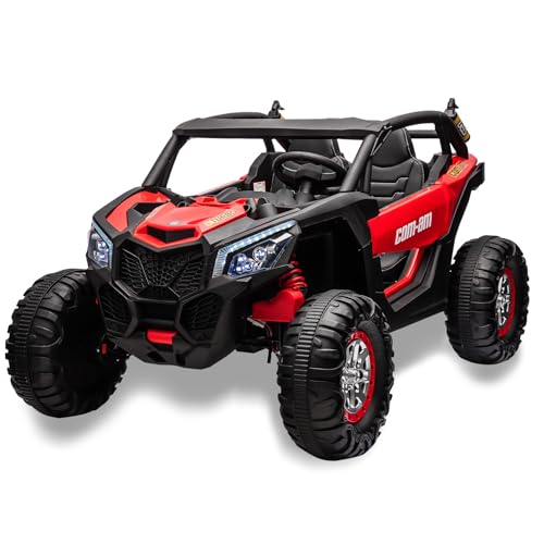 24V Carro Electrico Niño Montable con Tracción en las 4 Ruedas, 300W Moto Electrica Infantil Niño con 2.4G Control Remoto Manejo, Luces LED y Música, Velocidad Máxima 8KM/H, Montables con 2 Plazas, 3+