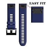 Wearable4U Garmin Fenix 5X 26mm Quick Release Easy Fit Silicone Replacement Watch Band for Garmin Fenix 5X, Quatix 3, Fenix 3 HR, Fenix 3, Tactix Bravo, Foretrex 601, Foretrex 701 (Navy Blue)