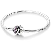 KUNSIR 925 Sterling Silver Palm Clasp Snake Chain Bracelet Basic Charm Bracelets Fit Any PDL Charm, with for Teen Women