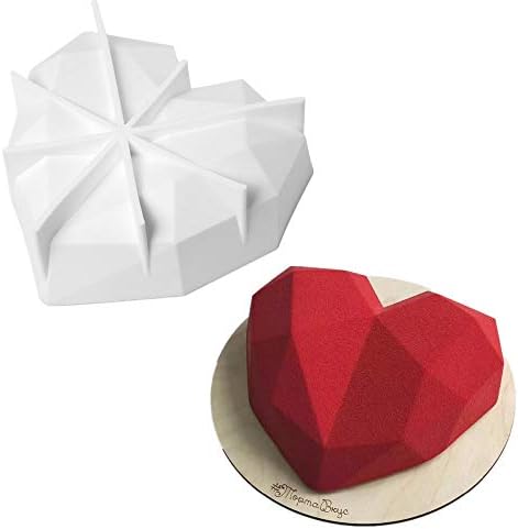 Diamond Heart Silicone Mousse Mold DIY 3D Baking Pan Mold Cake Decorating for Mousse,Chocolate Brownie,Jelly,Soap,Chiffon,Cheesecake,Fondant
