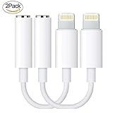 Headphone Adapter to 3.5mm Headphone Jack Adapter,[2 Pack] iPhone 7 for Headphones and Charger (White) (1)