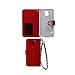 CASELAND Flip Wallet Leather Case with Crystal Camellias Button and Metal Chain for Samsung Galaxy S5, Red