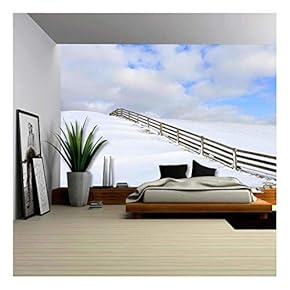 Fresh Snow on a Dyke in Winter - Removable Wall Mural | Self-Adhesive Large Wallpaper - 66x96 inches