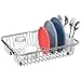 SANNO Dish Drying Rack, Expandable Dish Drainer Over Sink in Sink On Counter with Utensil Silverware Storage Holder, Rustproof Stainless Steel