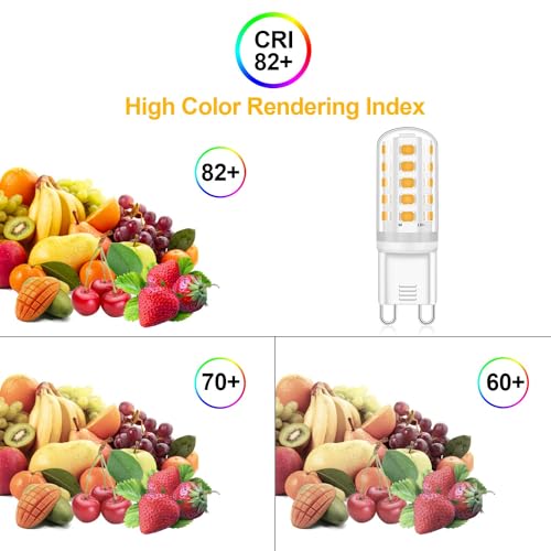 LED Light Bulbs G9 Warm White 3000K, 5W Equivalent 40W Halogen Bulb, Non-Dimmable, 360° Beam Angle, No Flicker G9 LED Lamps, AC 220-240V, (Pack of 5)