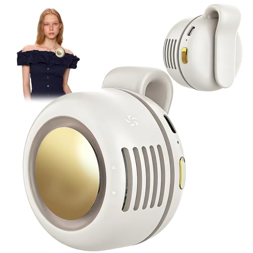 Ahuccf Portable Clip-On Fan, Mini USB Rechargeable 360° Rotatable Fan, Personal Fan 3-Speed Silent Mini Bladeless Fans (White)