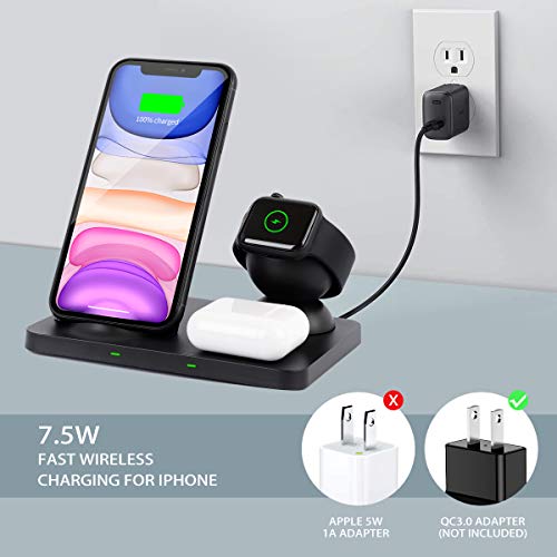 ASSENIO 3 in 1 Wireless Charging Station with Detachable Dock for Apple