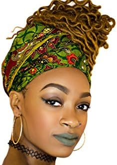 Glamorous Chicks Cosmetics Green African Head Wrap, Kenta Scarves, Ankara