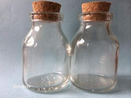 FidgetFidget 5pcs 50ml Empty Sample Vials Clear Glass Bottles with Corks Jars 68x32x22.5mm
