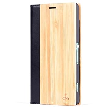 Snakehive Sony Xperia Z3 Compact Holzhandyhülle/Kapphülle Holz für Sony Xperia Z3 Compact - aus Echtem Holz und PU Leder Bamb