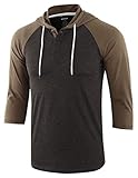 KNQR Mens Casual Raglan 3/4 Sleeve Vintage Active