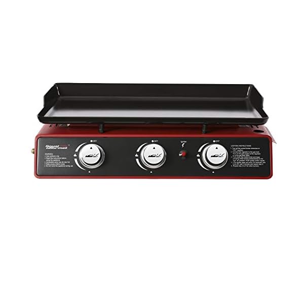 Royal-Gourmet-PD1301R-24-Inch-3-Burner-Portable-Table-Top-Gas-Grill-Griddle-25500-BTUs-Red