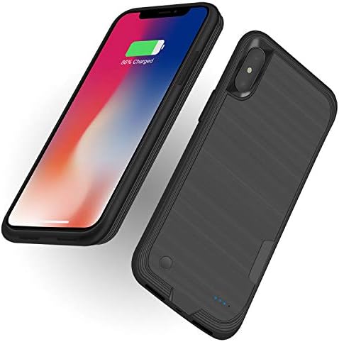 Wireless Battery case 4000mAh Compatible with iPhone Xs X Rechargeable Extended Charger Powerbank Qi Charging Protective Portable case Backup Cover Black