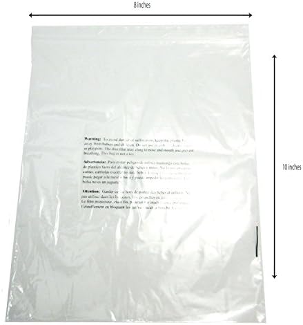 8 x 10 Self Sealing Clear Poly Bags Suffocation Warning Bags - 1.5mil - 100, 500, or 1000 Bags (1000 Bags)