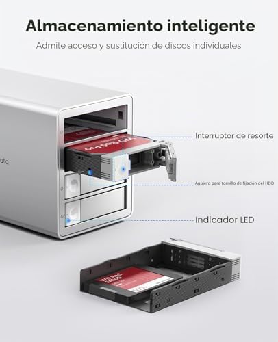 Daisy Chain - Caja de disco duro de 4 bahías USB 3.2 Gen 2 de aluminio, compatible con 22 TB y expansión máxima de hasta 264 TB para disco duro de 3.5 pulgadas, 9948C3