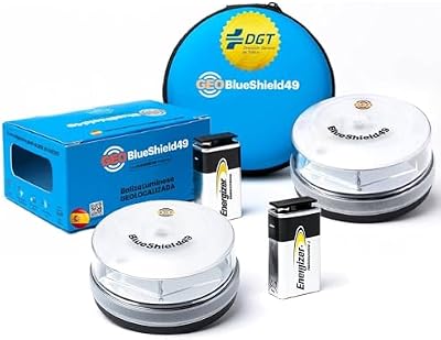 GeoBlueShield49/Garza 2 Luzes de Emergência para Automóveis Aprovadas DGT v16 3.0 e Bateria Case I Energizer 9V I Obrigatória em 2026 I Conectividade IoT até 2038 I Em Colaboração, 2 Beacons