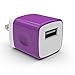 PowerJive USB AC Universal Travel Charger Adapter for iOS Devices, (2 Pack) - Purple